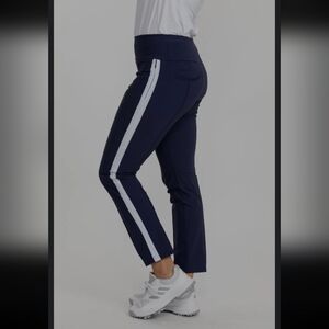 Kinona Tailored Track Golf Pants Navy Blue w/White Trim Stretch Fabric Pull on